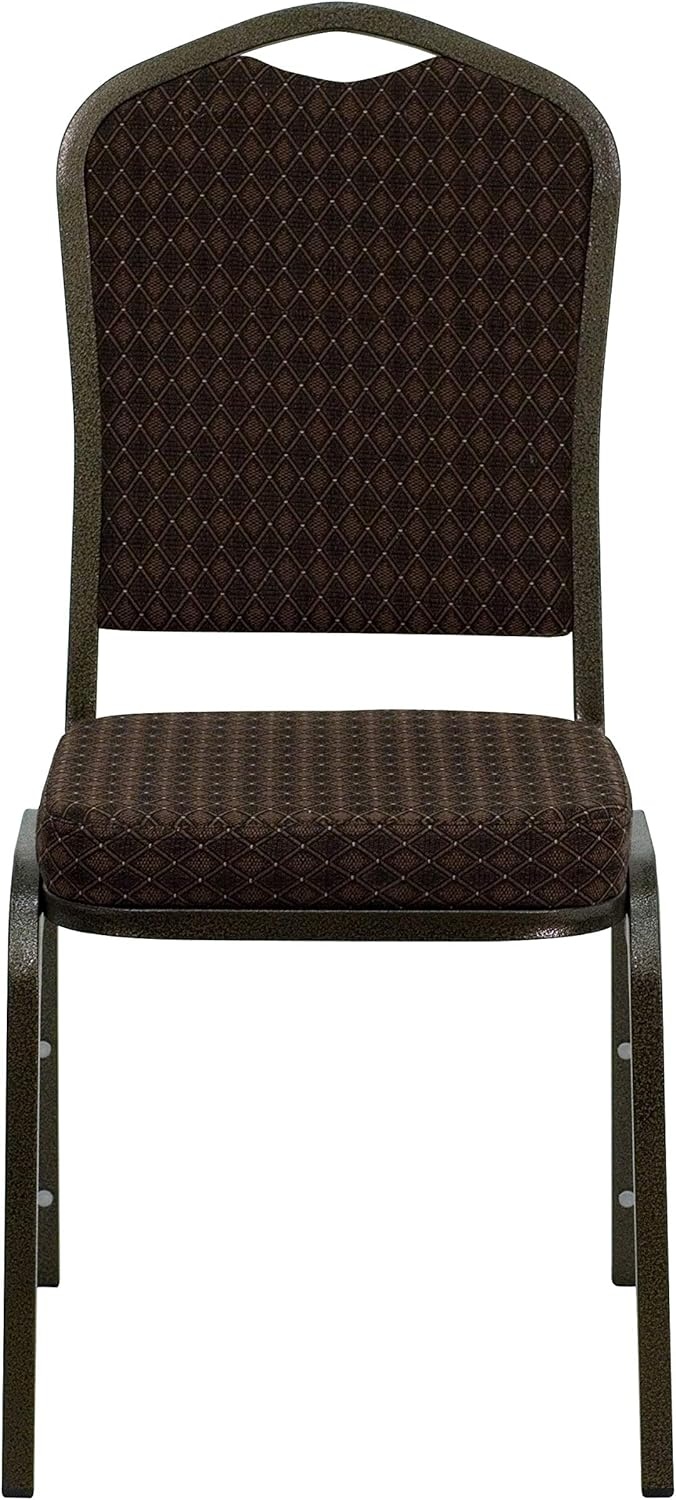 image:imageFlash Furniture HERCULES Series Crown Back Stacking Banquet Chair in Gray Fabric Silver Vein FrameBrown Patterned FabricGold Vein Frame