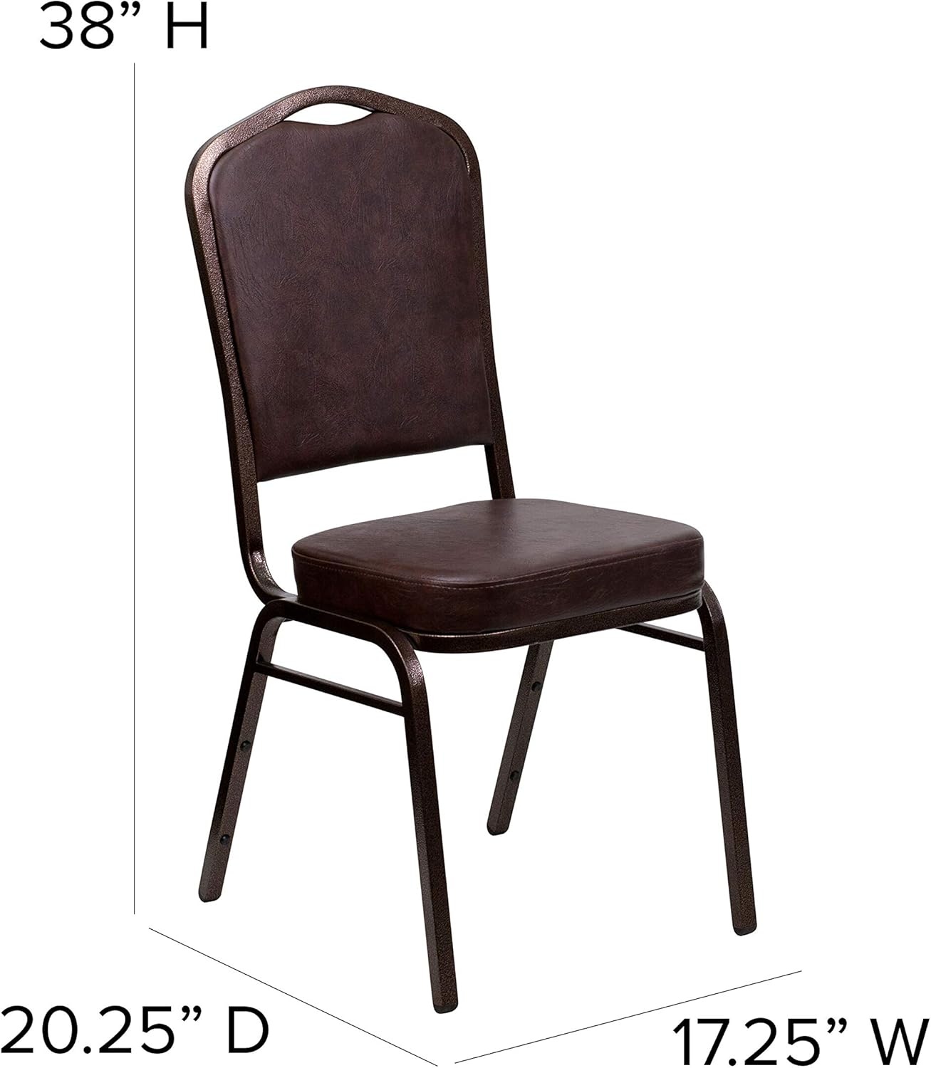 image:imageFlash Furniture HERCULES Series Crown Back Stacking Banquet Chair in Gray Fabric Silver Vein FrameBrown VinylCopper Vein Frame