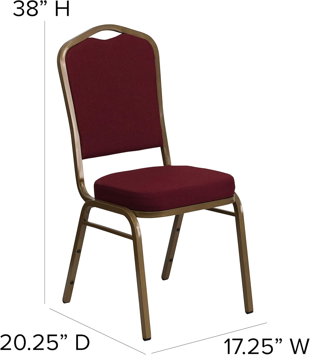 image:imageFlash Furniture HERCULES Series Crown Back Stacking Banquet Chair in Gray Fabric Silver Vein FrameBurgundy FabricGold Frame
