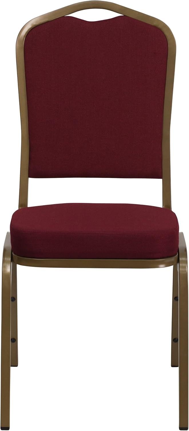 image:imageFlash Furniture HERCULES Series Crown Back Stacking Banquet Chair in Gray Fabric Silver Vein FrameBurgundy FabricGold Frame