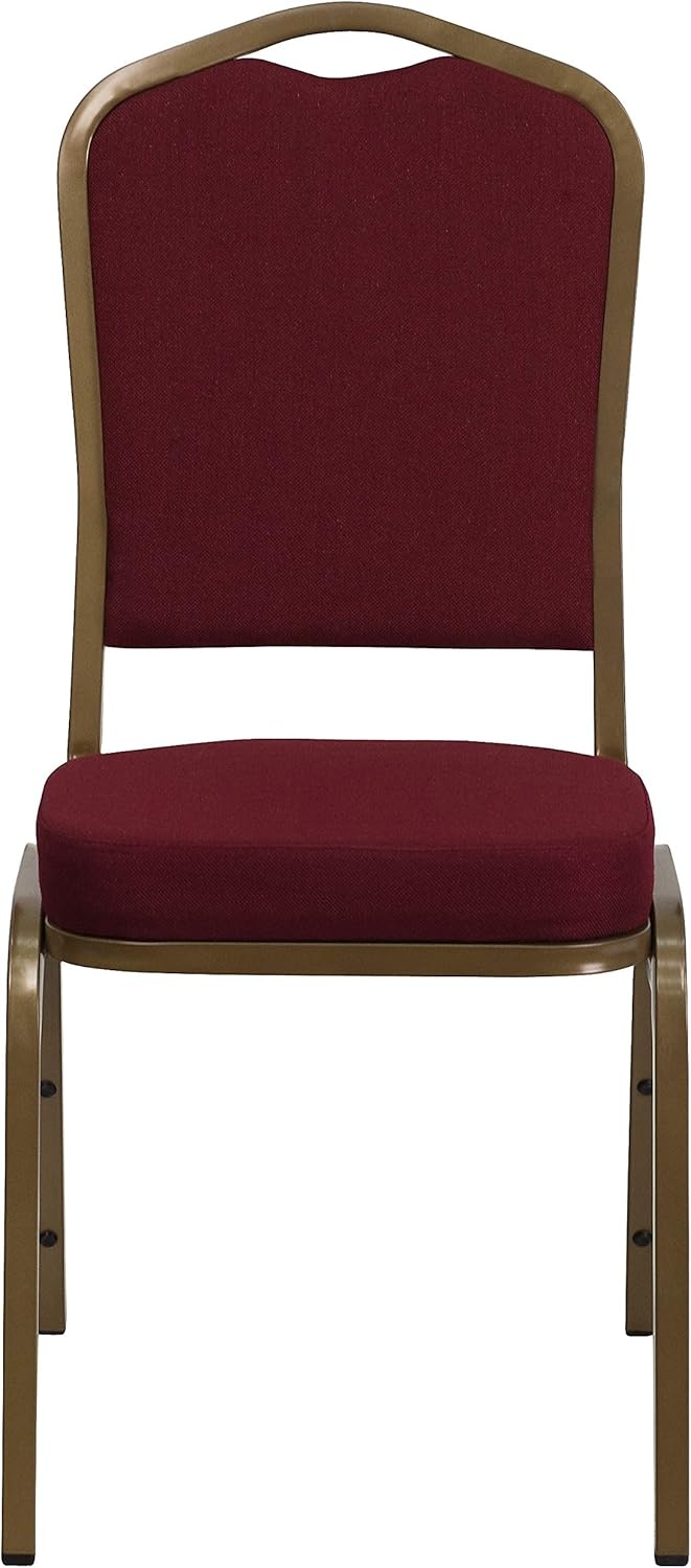 image:imageFlash Furniture HERCULES Series Crown Back Stacking Banquet Chair in Gray Fabric Silver Vein FrameBurgundy FabricGold Frame