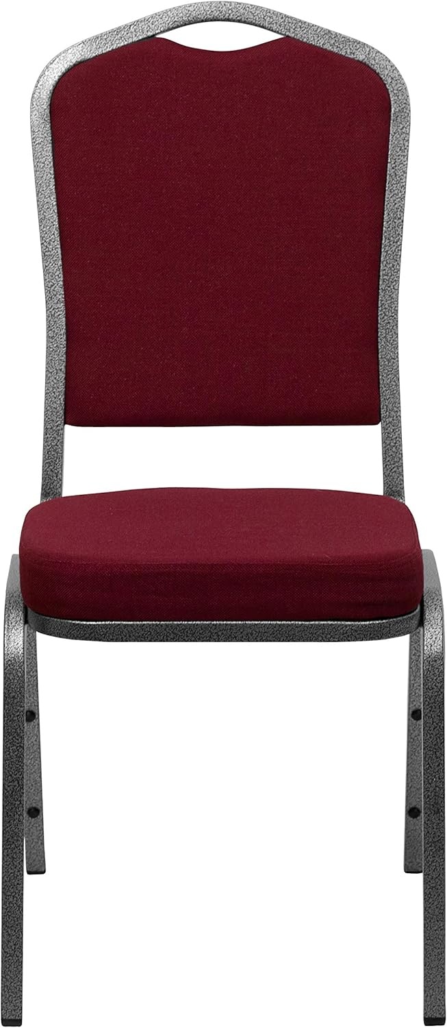 image:imageFlash Furniture HERCULES Series Crown Back Stacking Banquet Chair in Gray Fabric Silver Vein FrameBurgundy FabricSilver Vein Frame