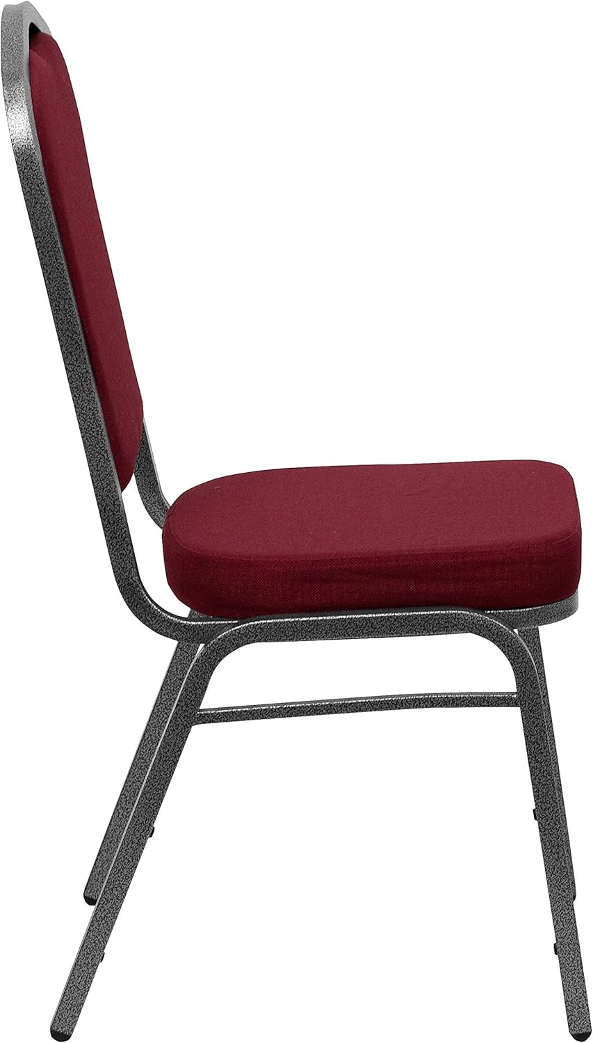 image:imageFlash Furniture HERCULES Series Crown Back Stacking Banquet Chair in Gray Fabric Silver Vein FrameBurgundy FabricSilver Vein Frame