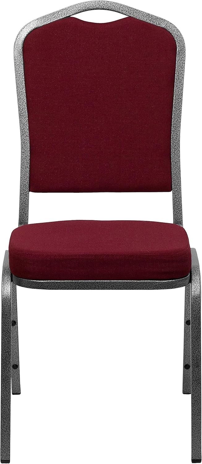 image:imageFlash Furniture HERCULES Series Crown Back Stacking Banquet Chair in Gray Fabric Silver Vein FrameBurgundy FabricSilver Vein Frame