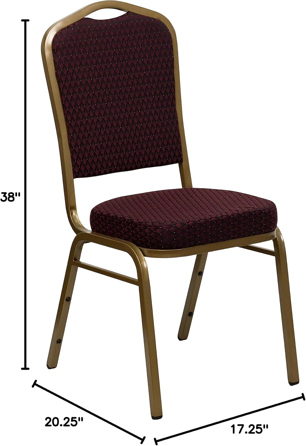 image:imageFlash Furniture HERCULES Series Crown Back Stacking Banquet Chair in Gray Fabric Silver Vein FrameBurgundy Patterned FabricGold Frame