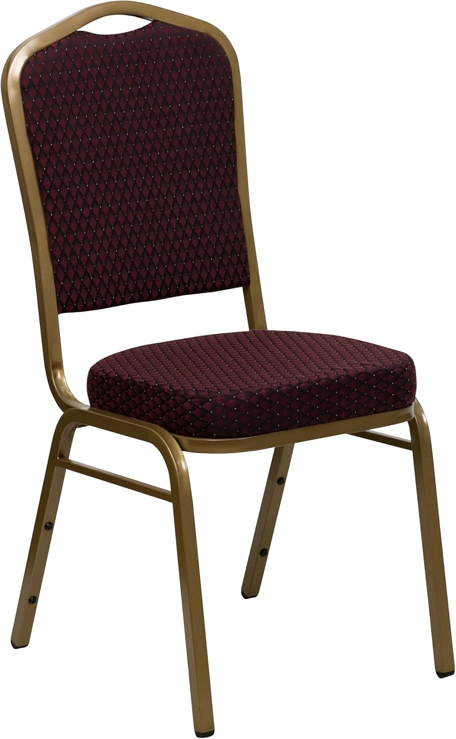 image:imageFlash Furniture HERCULES Series Crown Back Stacking Banquet Chair in Gray Fabric Silver Vein FrameBurgundy Patterned FabricGold Frame