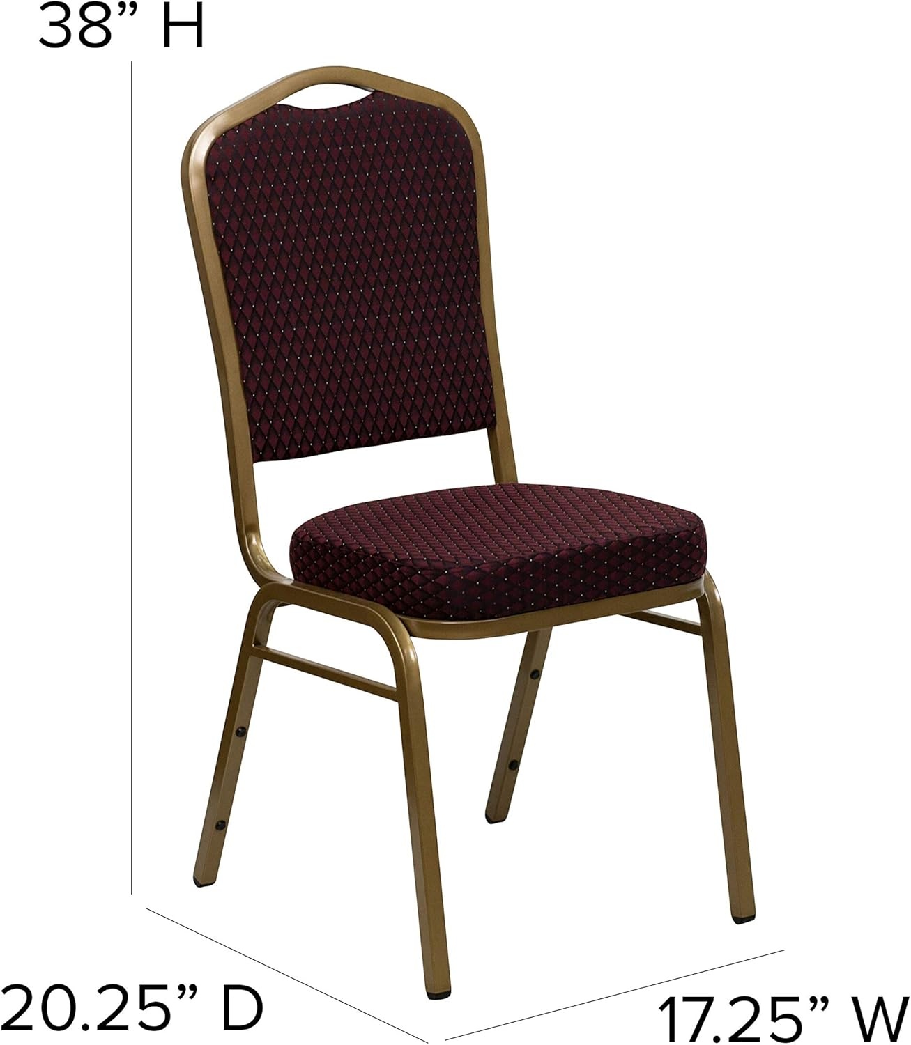 image:imageFlash Furniture HERCULES Series Crown Back Stacking Banquet Chair in Gray Fabric Silver Vein FrameBurgundy Patterned FabricGold Frame