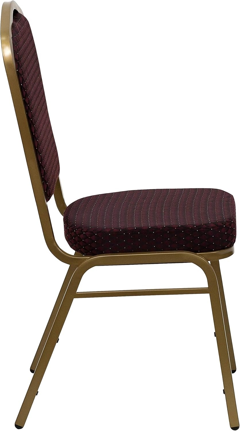 image:imageFlash Furniture HERCULES Series Crown Back Stacking Banquet Chair in Gray Fabric Silver Vein FrameBurgundy Patterned FabricGold Frame