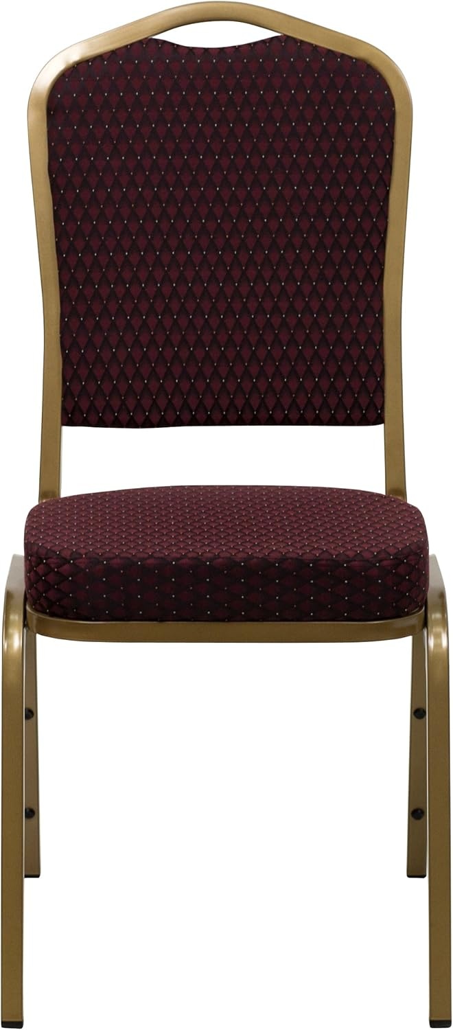 image:imageFlash Furniture HERCULES Series Crown Back Stacking Banquet Chair in Gray Fabric Silver Vein FrameBurgundy Patterned FabricGold Frame