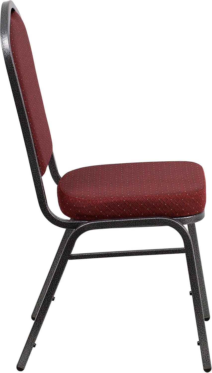 image:imageFlash Furniture HERCULES Series Crown Back Stacking Banquet Chair in Gray Fabric Silver Vein FrameBurgundy Patterned FabricSilver Vein Frame