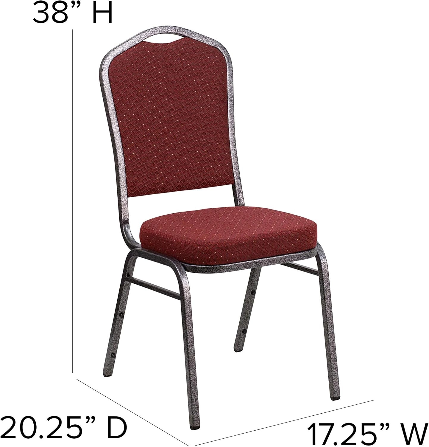 image:imageFlash Furniture HERCULES Series Crown Back Stacking Banquet Chair in Gray Fabric Silver Vein FrameBurgundy Patterned FabricSilver Vein Frame