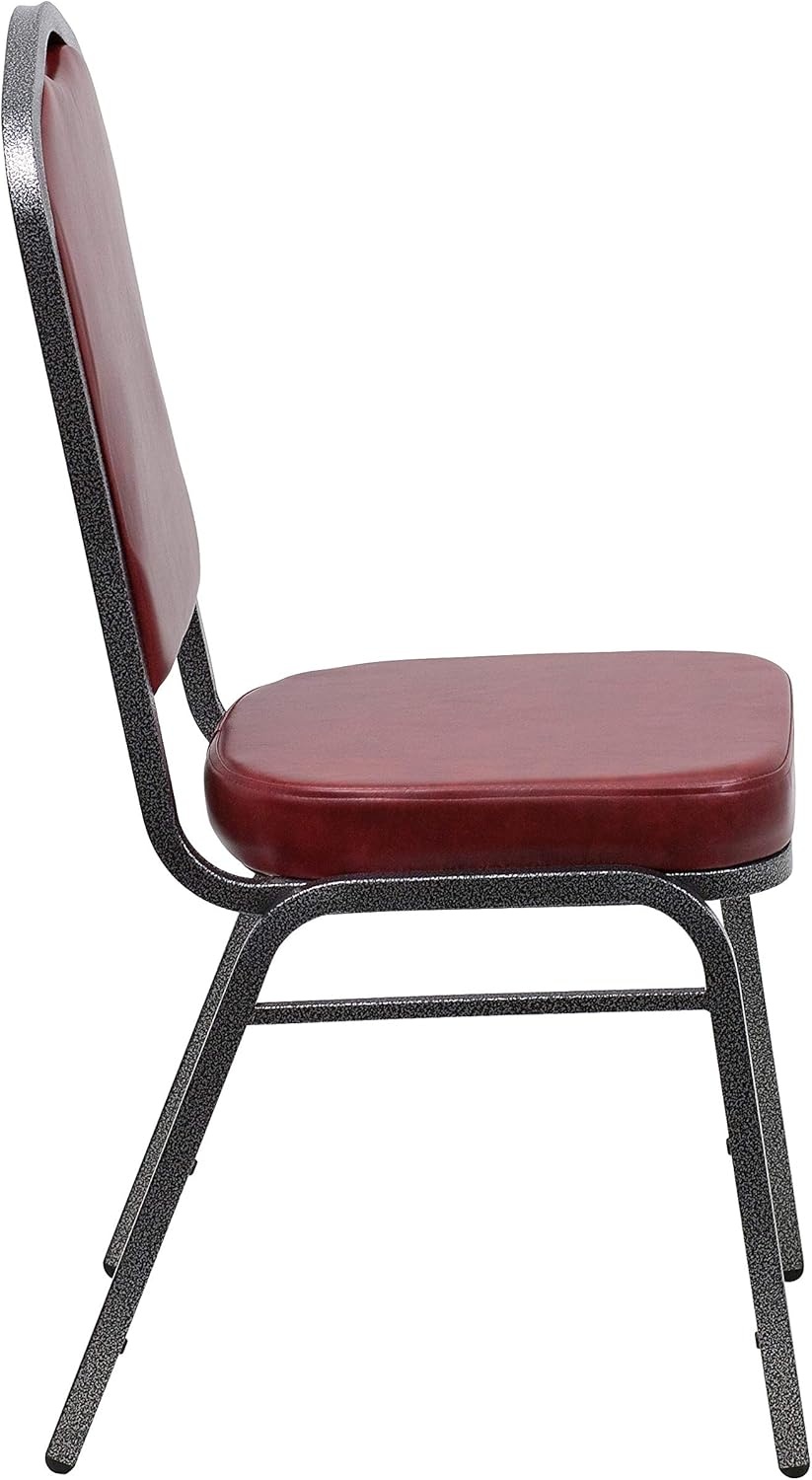 image:imageFlash Furniture HERCULES Series Crown Back Stacking Banquet Chair in Gray Fabric Silver Vein FrameBurgundy VinylSilver Vein Frame