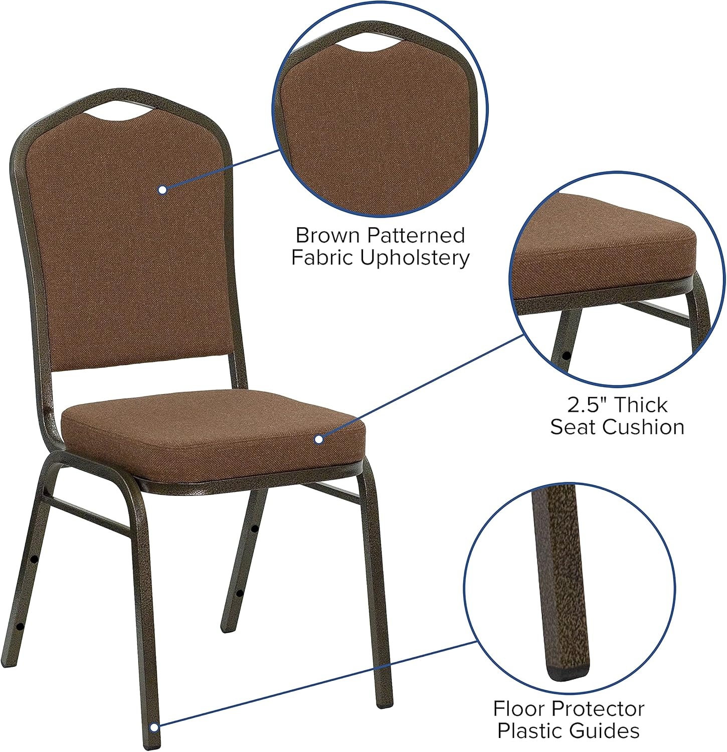 image:imageFlash Furniture HERCULES Series Crown Back Stacking Banquet Chair in Gray Fabric Silver Vein FrameCoffee FabricGold Vein Frame