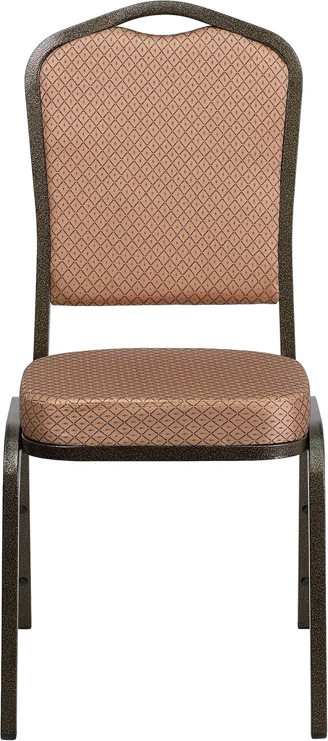 image:imageFlash Furniture HERCULES Series Crown Back Stacking Banquet Chair in Gray Fabric Silver Vein FrameGold Diamond Patterned FabricGold Vein Frame