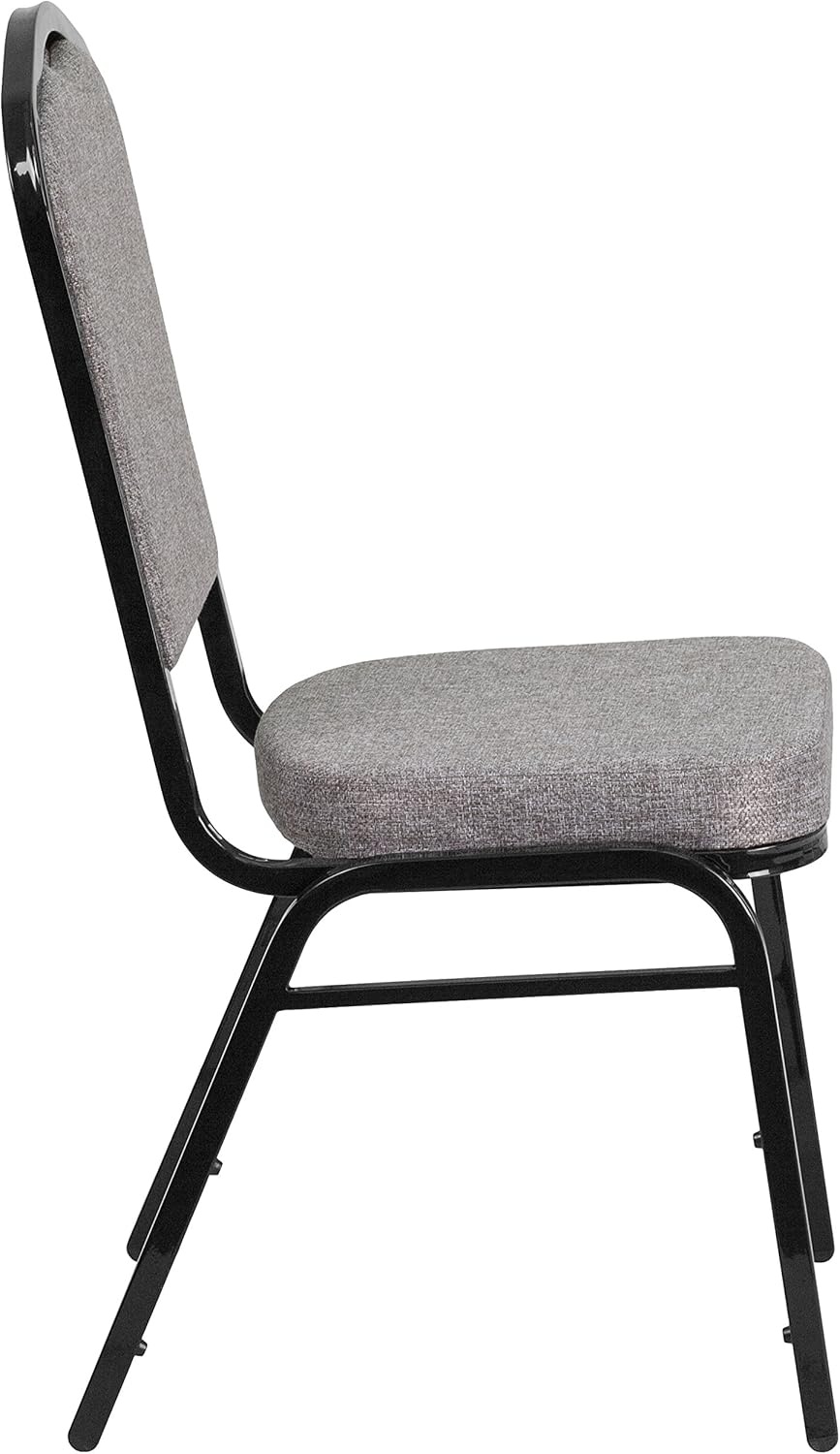 image:imageFlash Furniture HERCULES Series Crown Back Stacking Banquet Chair in Gray Fabric Silver Vein FrameGray FabricBlack Frame