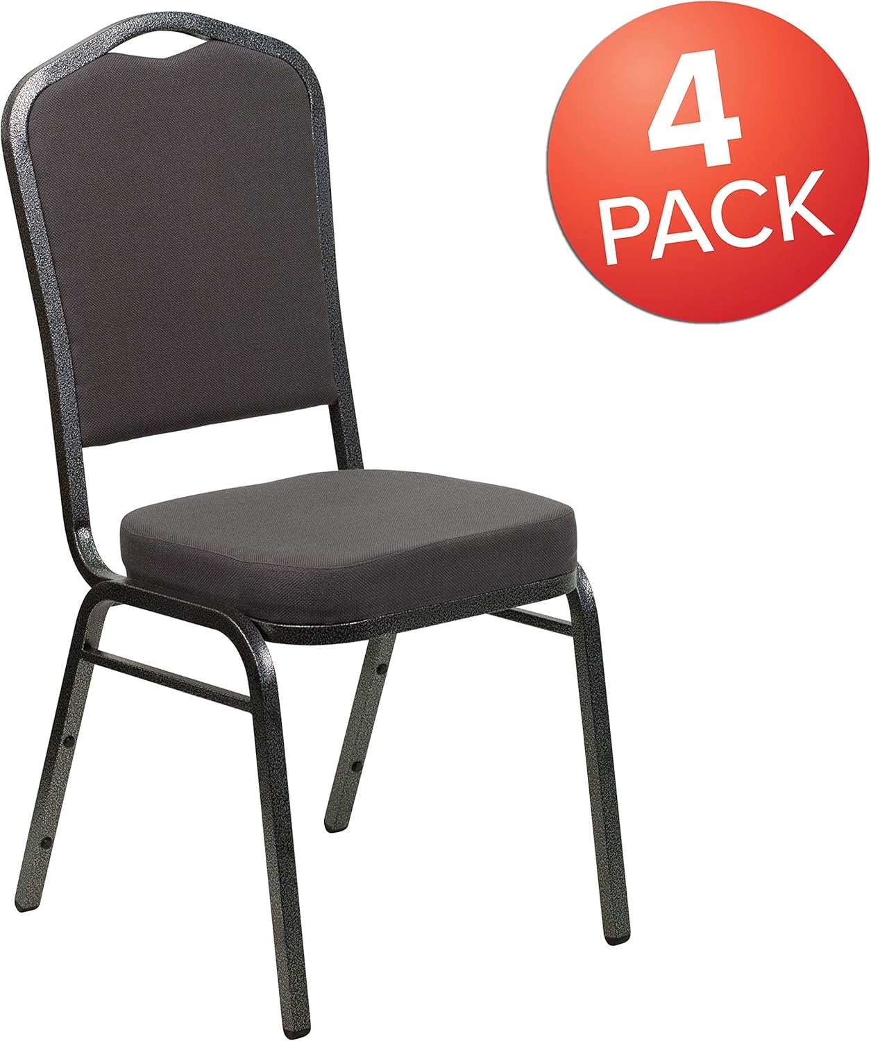 image:imageFlash Furniture HERCULES Series Crown Back Stacking Banquet Chair in Gray Fabric Silver Vein FrameGray FabricSilver Vein Frame