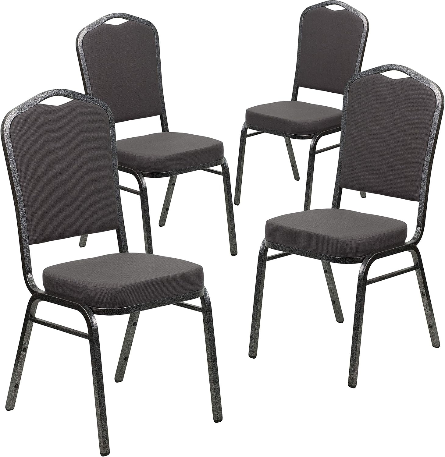 image:imageFlash Furniture HERCULES Series Crown Back Stacking Banquet Chair in Gray Fabric Silver Vein FrameGray FabricSilver Vein Frame