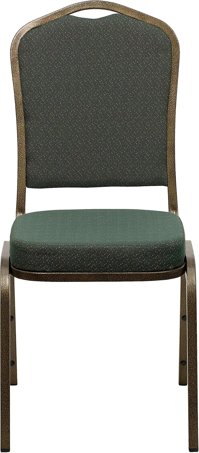 image:imageFlash Furniture HERCULES Series Crown Back Stacking Banquet Chair in Gray Fabric Silver Vein FrameGreen Patterned FabricGold Vein Frame