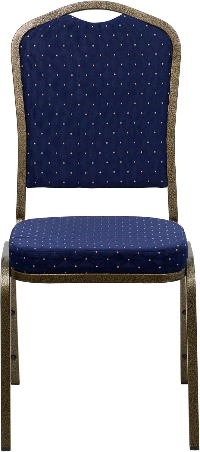 image:imageFlash Furniture HERCULES Series Crown Back Stacking Banquet Chair in Gray Fabric Silver Vein FrameNavy Blue Dot Patterned FabricGold Vein Frame