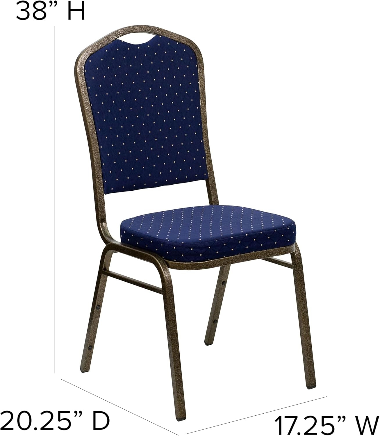 image:imageFlash Furniture HERCULES Series Crown Back Stacking Banquet Chair in Gray Fabric Silver Vein FrameNavy Blue Dot Patterned FabricGold Vein Frame