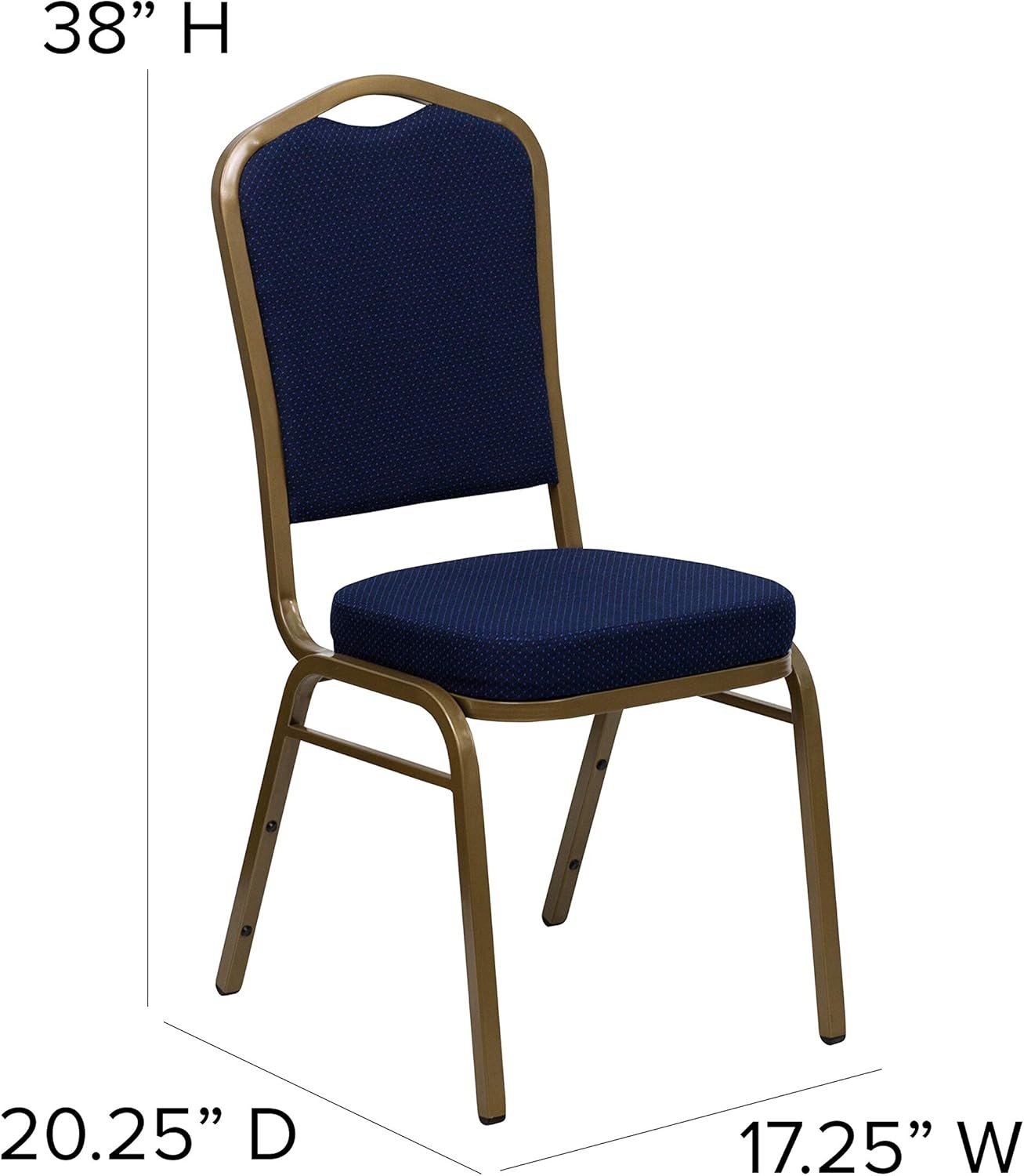 image:imageFlash Furniture HERCULES Series Crown Back Stacking Banquet Chair in Gray Fabric Silver Vein FrameNavy Blue Patterned FabricGold Frame