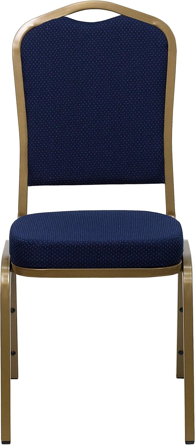 image:imageFlash Furniture HERCULES Series Crown Back Stacking Banquet Chair in Gray Fabric Silver Vein FrameNavy Blue Patterned FabricGold Frame