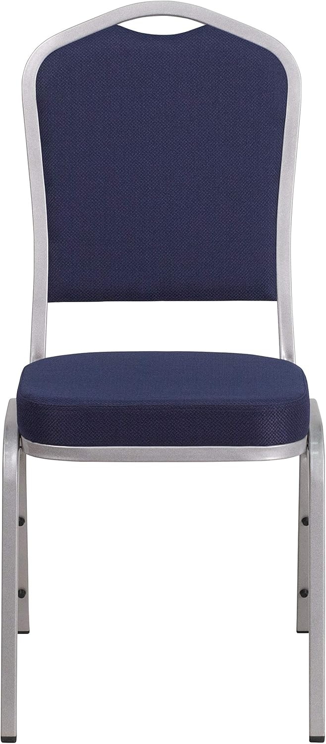 image:imageFlash Furniture HERCULES Series Crown Back Stacking Banquet Chair in Gray Fabric Silver Vein FrameNavy FabricSilver Frame