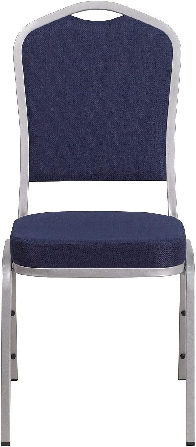 image:imageFlash Furniture HERCULES Series Crown Back Stacking Banquet Chair in Gray Fabric Silver Vein FrameNavy FabricSilver Frame
