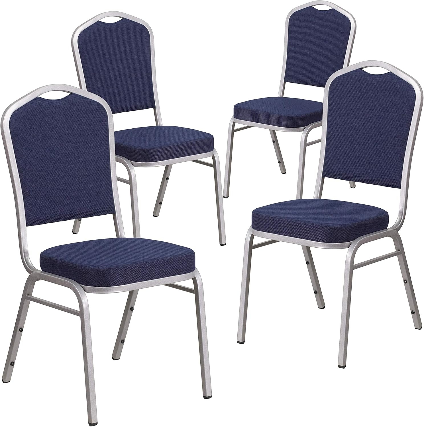 image:imageFlash Furniture HERCULES Series Crown Back Stacking Banquet Chair in Gray Fabric Silver Vein FrameNavy FabricSilver Frame