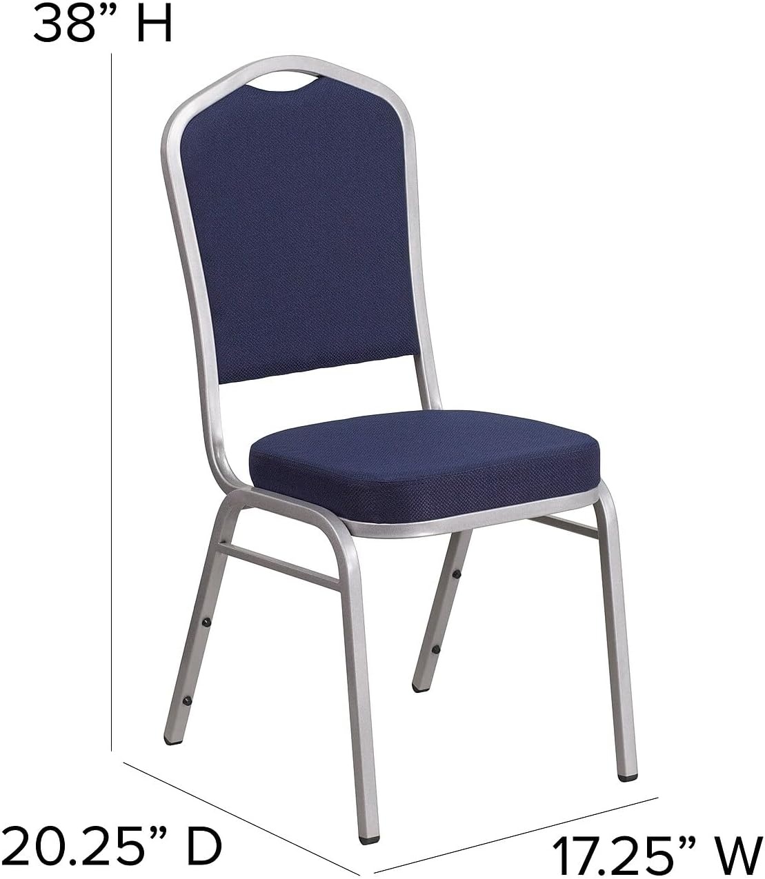 image:imageFlash Furniture HERCULES Series Crown Back Stacking Banquet Chair in Gray Fabric Silver Vein FrameNavy FabricSilver Frame