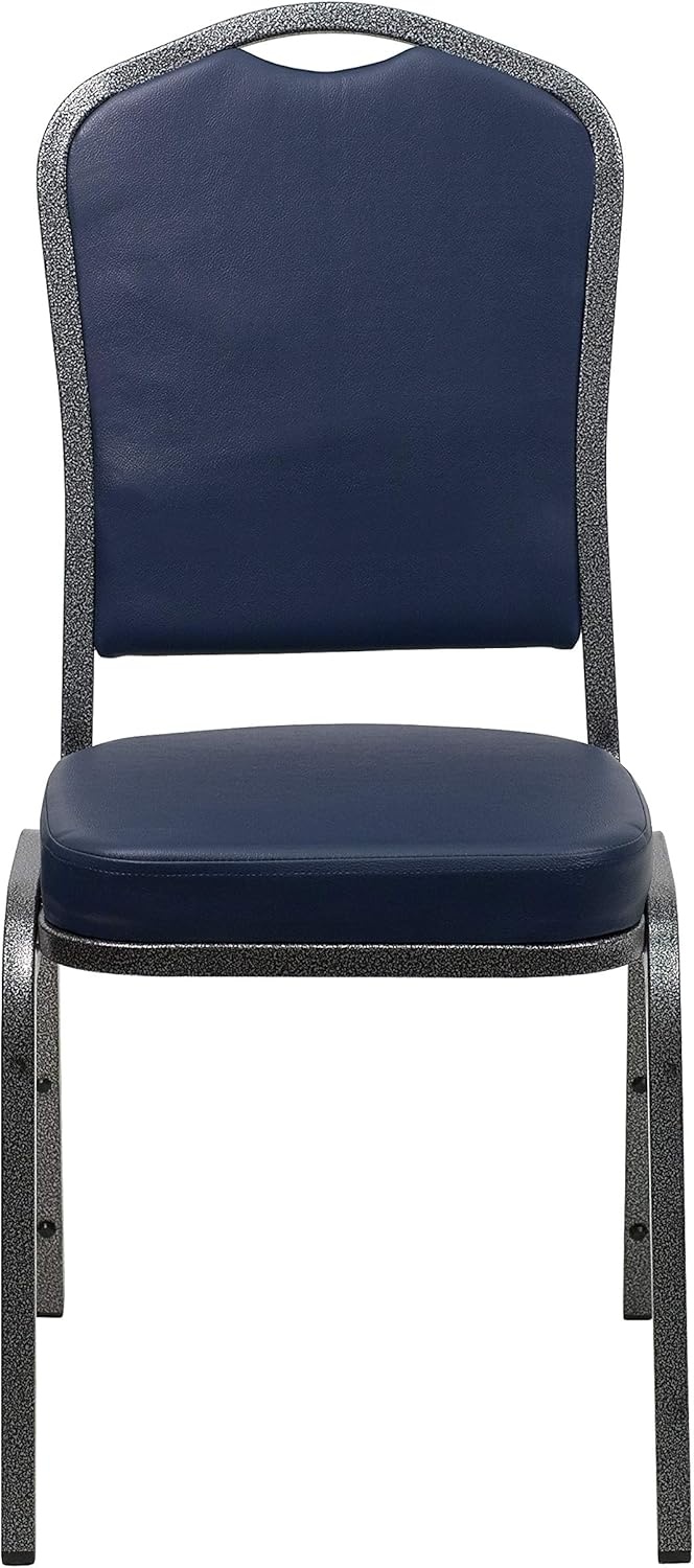 image:imageFlash Furniture HERCULES Series Crown Back Stacking Banquet Chair in Gray Fabric Silver Vein FrameNavy VinylSilver Vein Frame