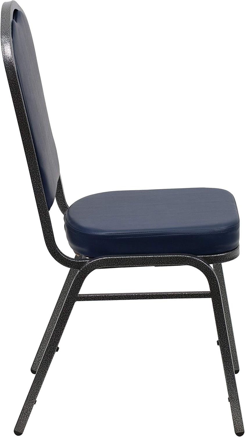 image:imageFlash Furniture HERCULES Series Crown Back Stacking Banquet Chair in Gray Fabric Silver Vein FrameNavy VinylSilver Vein Frame