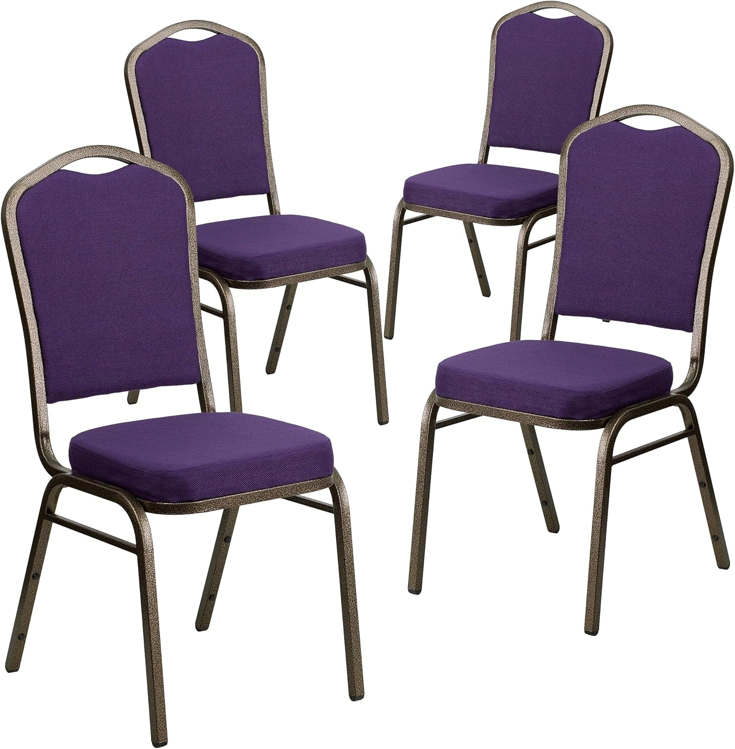 image:imageFlash Furniture HERCULES Series Crown Back Stacking Banquet Chair in Gray Fabric Silver Vein FramePurple FabricGold Vein Frame