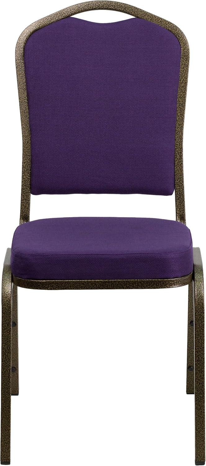 image:imageFlash Furniture HERCULES Series Crown Back Stacking Banquet Chair in Gray Fabric Silver Vein FramePurple FabricGold Vein Frame