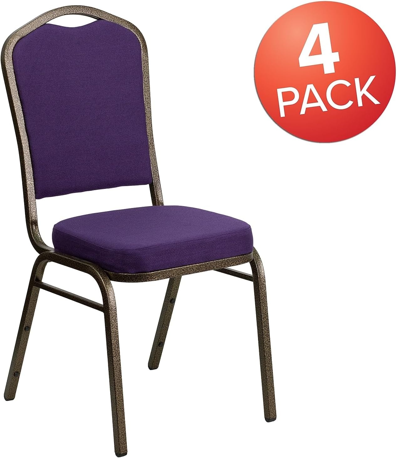 image:imageFlash Furniture HERCULES Series Crown Back Stacking Banquet Chair in Gray Fabric Silver Vein FramePurple FabricGold Vein Frame