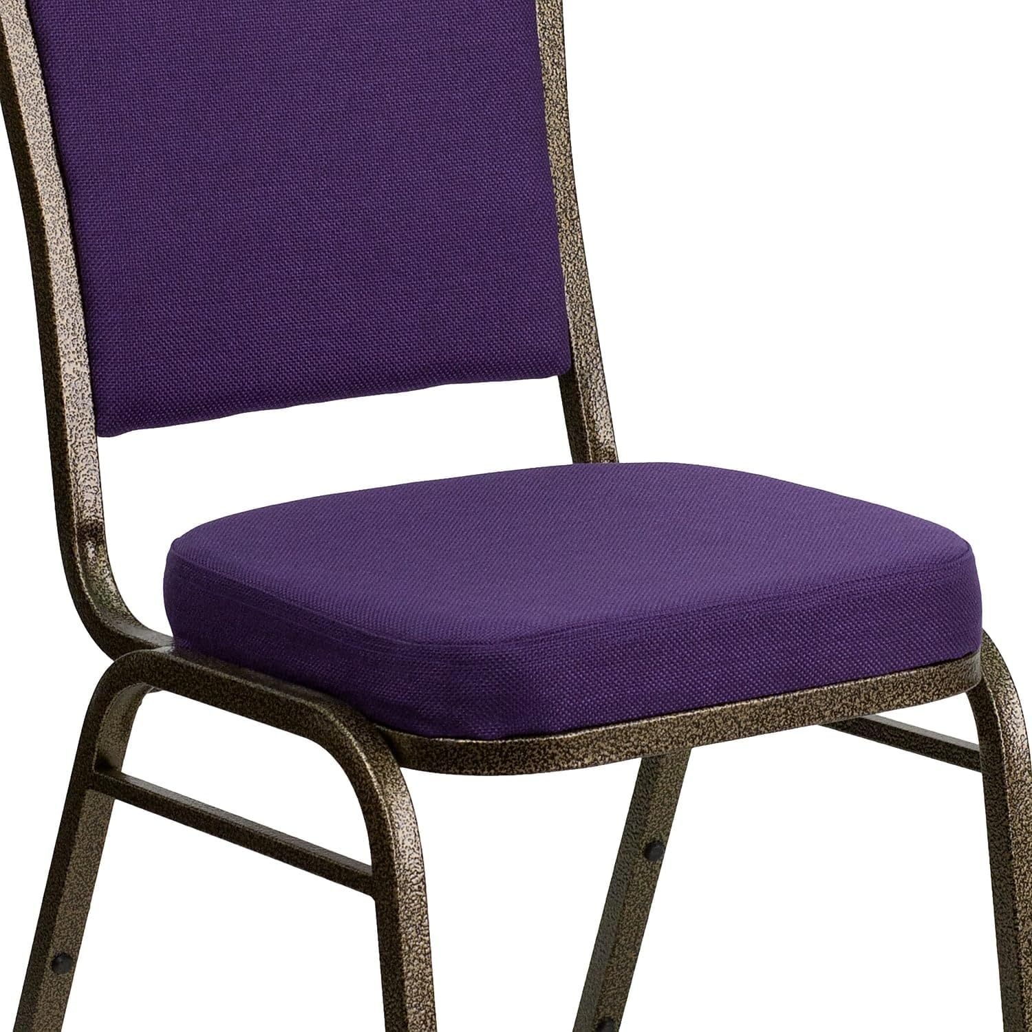 image:imageFlash Furniture HERCULES Series Crown Back Stacking Banquet Chair in Gray Fabric Silver Vein FramePurple FabricGold Vein Frame