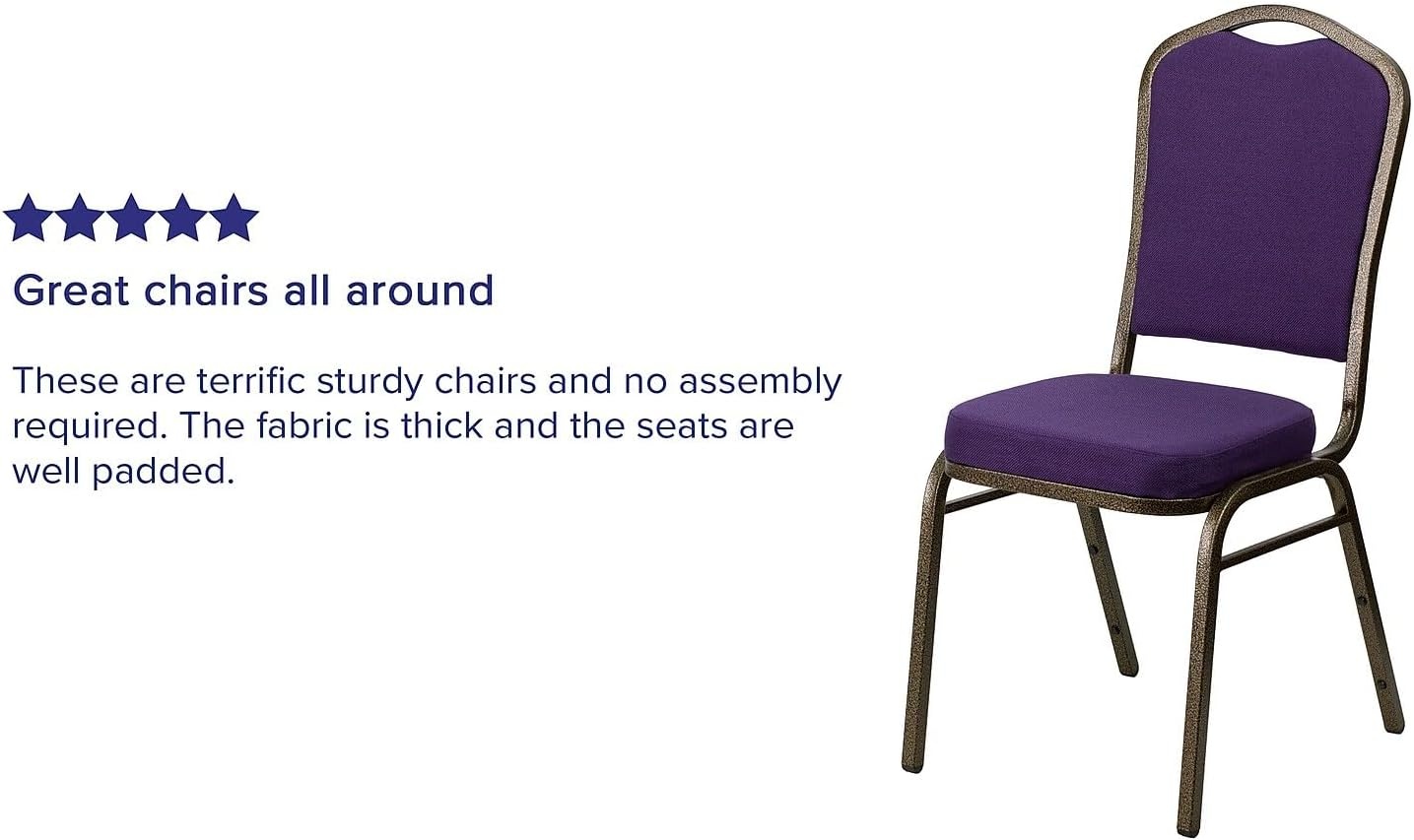 image:imageFlash Furniture HERCULES Series Crown Back Stacking Banquet Chair in Gray Fabric Silver Vein FramePurple FabricGold Vein Frame
