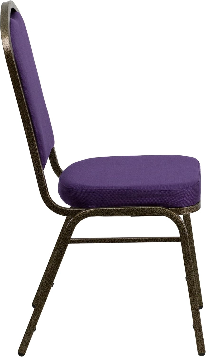 image:imageFlash Furniture HERCULES Series Crown Back Stacking Banquet Chair in Gray Fabric Silver Vein FramePurple FabricGold Vein Frame