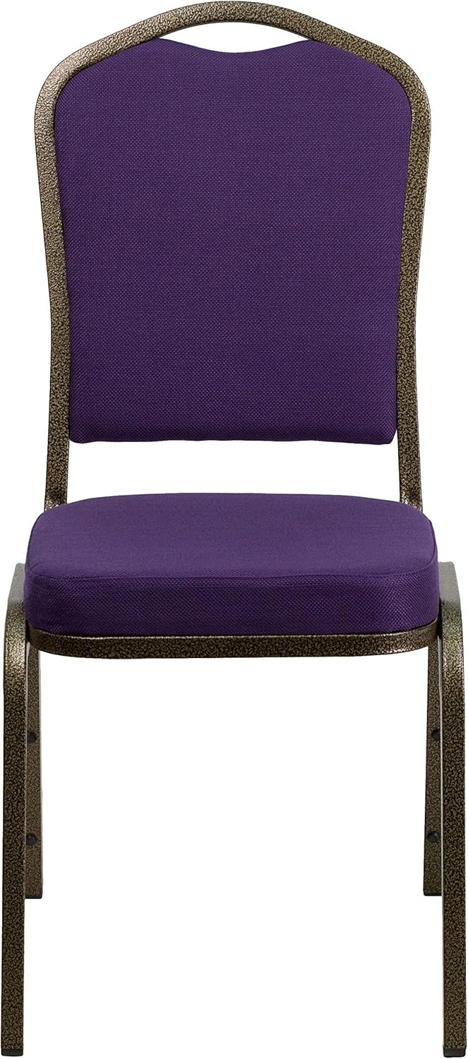 image:imageFlash Furniture HERCULES Series Crown Back Stacking Banquet Chair in Gray Fabric Silver Vein FramePurple FabricGold Vein Frame