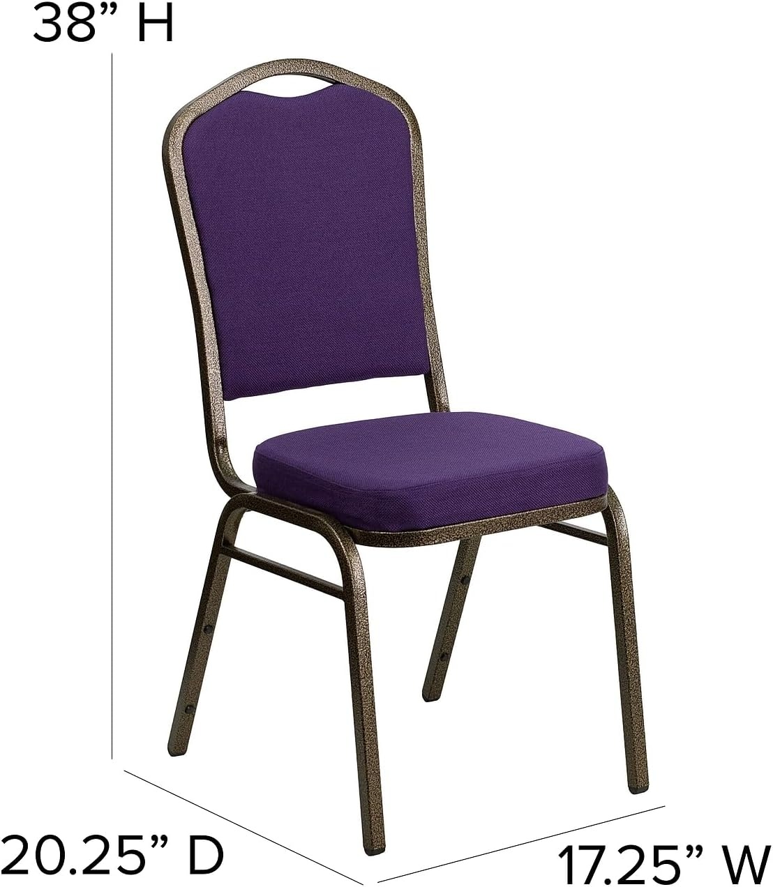image:imageFlash Furniture HERCULES Series Crown Back Stacking Banquet Chair in Gray Fabric Silver Vein FramePurple FabricGold Vein Frame