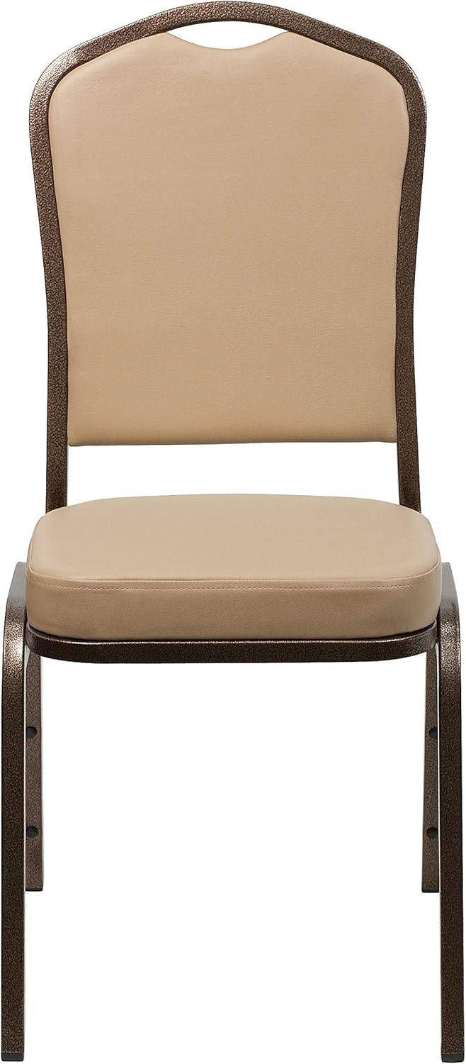 image:imageFlash Furniture HERCULES Series Crown Back Stacking Banquet Chair in Gray Fabric Silver Vein FrameTan VinylCopper Vein Frame