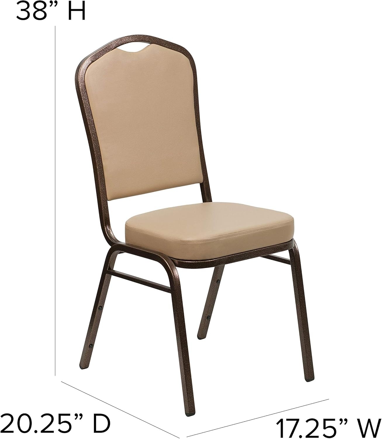 image:imageFlash Furniture HERCULES Series Crown Back Stacking Banquet Chair in Gray Fabric Silver Vein FrameTan VinylCopper Vein Frame