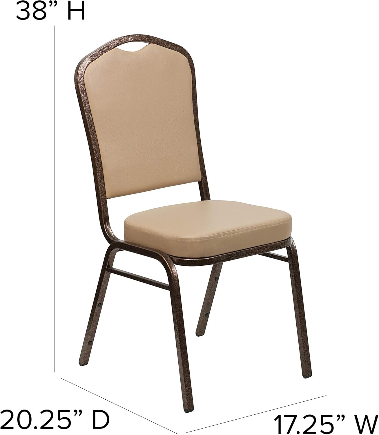 image:imageFlash Furniture HERCULES Series Crown Back Stacking Banquet Chair in Gray Fabric Silver Vein FrameTan VinylCopper Vein Frame