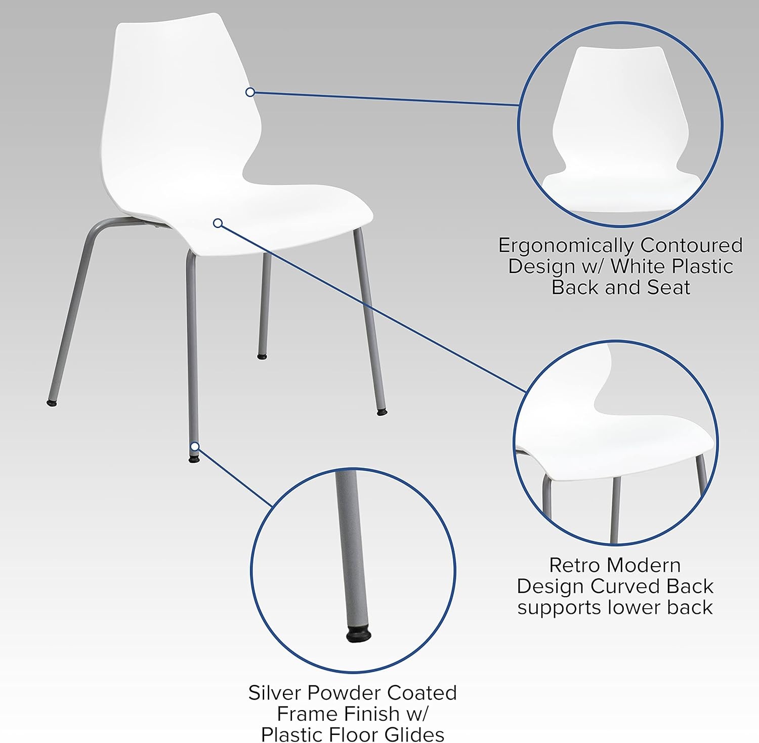 image:imageFlash Furniture Hercules Series Modern Plastic Stacking EventWaiting Room Chairs Ergonomic Lobby Chairs with Contoured Seats Set of 5 WhiteSilver