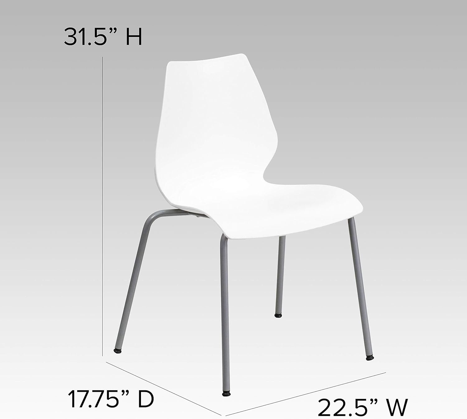 image:imageFlash Furniture Hercules Series Modern Plastic Stacking EventWaiting Room Chairs Ergonomic Lobby Chairs with Contoured Seats Set of 5 WhiteSilver