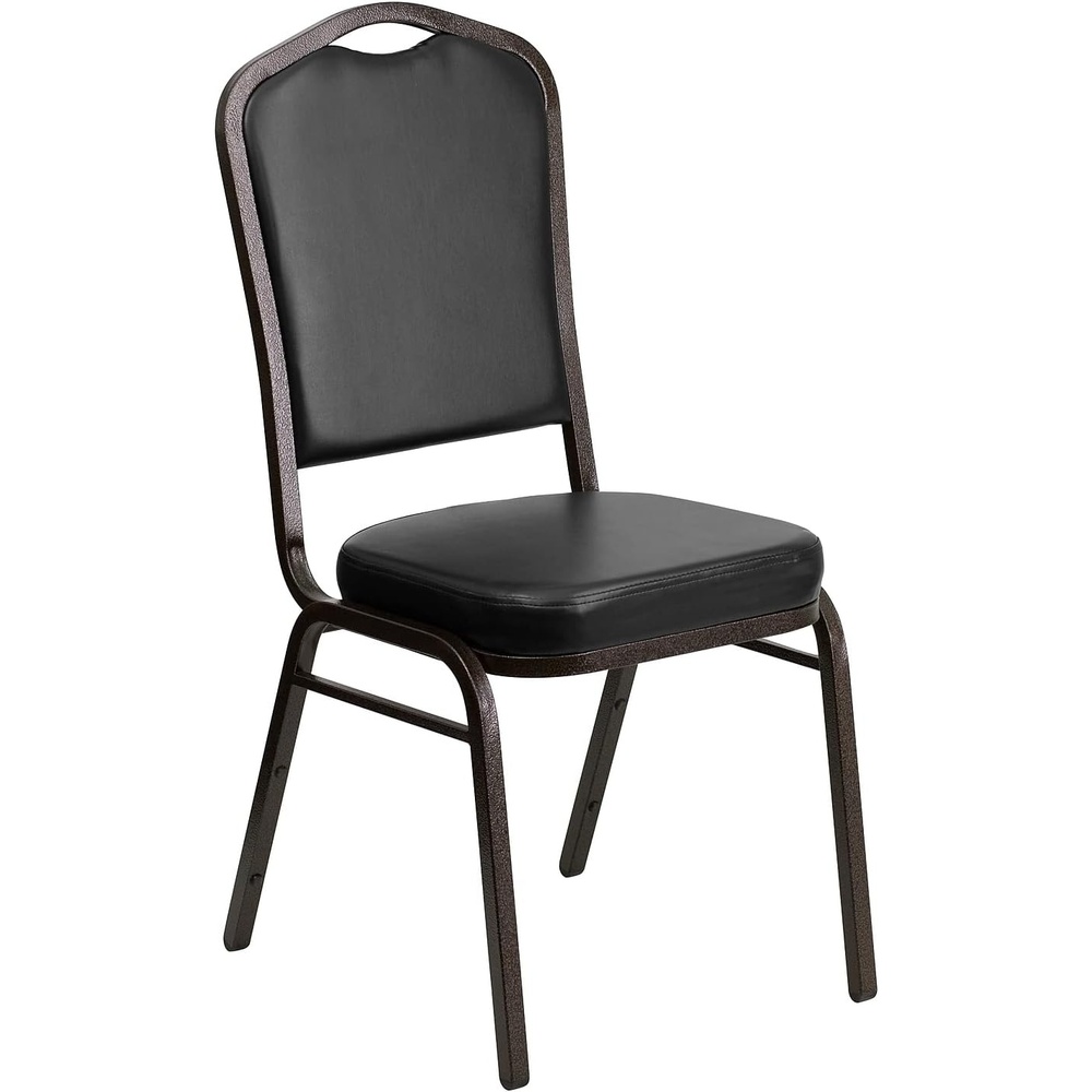 image:imageFlash Furniture HERCULES Series Crown Back Stacking Banquet Chair in Gray Fabric Silver Vein FrameBlack VinylGold Vein Frame