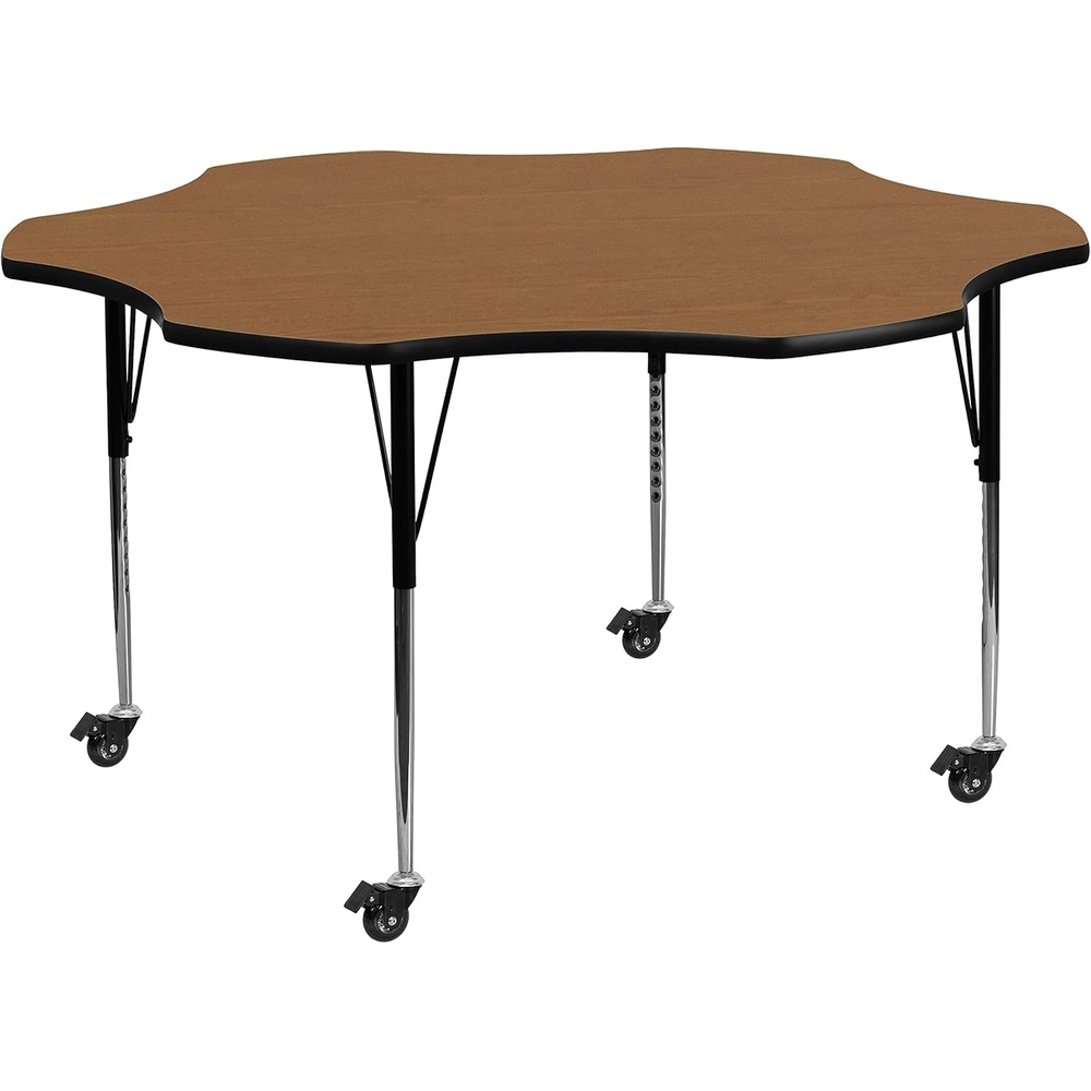 image:imageFlash Furniture Mobile 60 Flower Oak Thermal Laminate Activity Table Standard Height Adjustable Legs