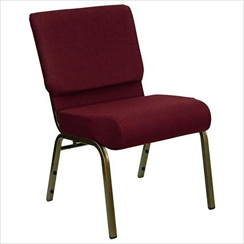 image:image21 Extra Wide Burgundy Fabric Stacking HERCULES Church Chair with 4 Thick Seat  Gold Vein Frame
