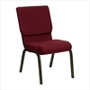 18.5”W Burgundy Fabric Stacking HERCULES Church Chair with 4.25” Thick Seat – Gold Vein Frame
