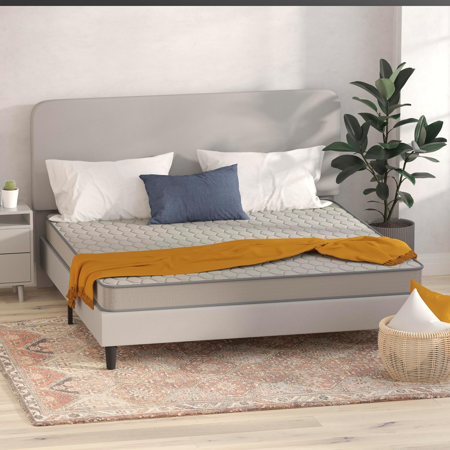 image:imageFlash Furniture Capri Comfortable Sleep 6 Inch CertiPURUS Certified Spring Mattress King Mattress in a Box Grey6 Inch